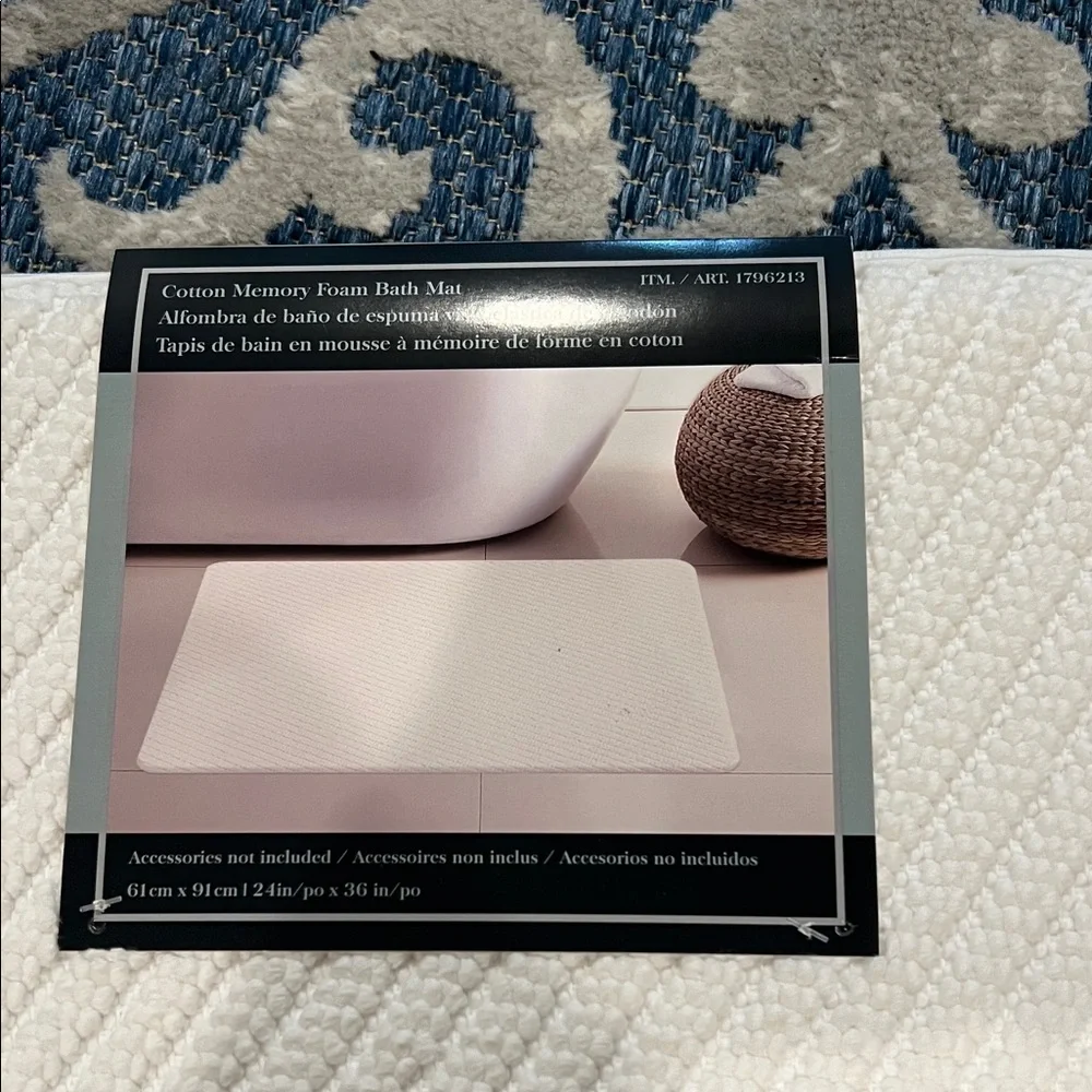 Cotton Memory Foam White Quilted Bath Mat